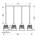 FRESNO LAMPA WISZĄCA CZARNY 4X60W E27 KLOSZ BEZBARWNY