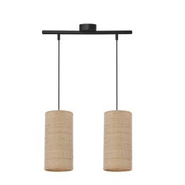 Fleri lampa wisząca czarny 2x60 e27 abażur 12x25 beżowy ratan