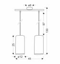 Fleri lampa wisząca czarny 2x60 e27 abażur 12x25 beżowy ratan