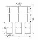 Gina lampa wisząca czarny 3x60 e27 abażur 12x25 czarny złota folia+złoty pasek