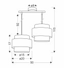 Hare lampa wisząca chromowy 2x60w e27 abażur szary+srebrny