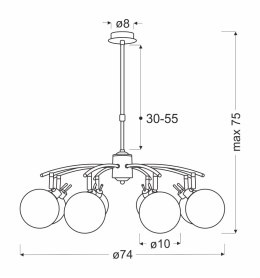 Lentini lampa wisząca patynowy 8x40w g9 klosz bursztynowy