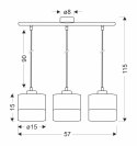 Porto lampa wisząca czarny 3x60w e27 abażur czarny+brązowy