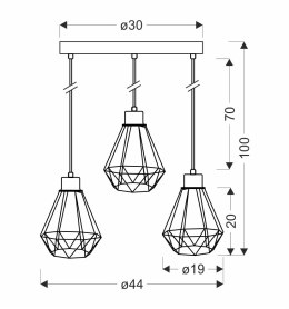 Primo lampa wisząca talerz czarny+złoty 3x60w e27 klosz czarny