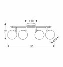 Rodia lampa sufitowa listwa patynowy 4x40w g9 klosz bursztynowy