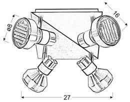 SORTHA 1 LAMPA SUFITOWA PLAFON 4X9W GX53 ENERGOOSZCZĘDNA