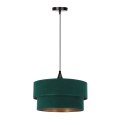 Scopello lampa wisząca czarny 1x60 e27 abażur duo 35+30 velur but.zieleń\złoto