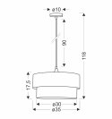 Scopello lampa wisząca czarny 1x60 e27 abażur duo 35+30 velur but.zieleń\złoto