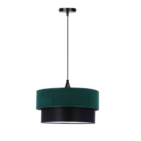 Solanto lampa wisząca czarny 1x60 e27 abażur duo 35+30 but.zieleń\złoto +czarny