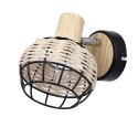 Tajga lampa kinkiet czarny+drewniany 1x40w e14 klosz czarny+drewniany