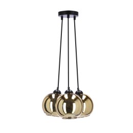 Trio lampa wisząca czarny 3x60w e27 klosz złoty