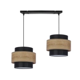 Twin lampa wisząca czarny 2x40w e27 abażur czarny+drewniany