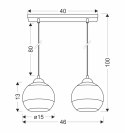 CONTESSA LAMPA WISZĄCA CZARNY 2X40 E27 KLOSZ ZŁOTY