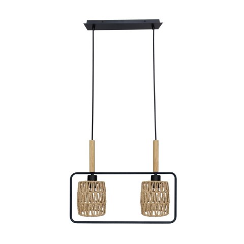 CROWN LAMPA WISZĄCA CZARNY 2X40W E27 ABAŻUR BEŻOWY