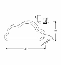 Cloud lampa stołowa 11w led 3000k iq kids różowy