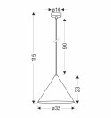 DUNCA LAMPA WISZĄCA 32 CZARNY 1X40 E27 KLOSZ CIEMNY ORZECHOWY