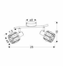 Dubai lampa sufitowa listwa różowy złoty 2x40W E14 klosz złoty z kryszt transp