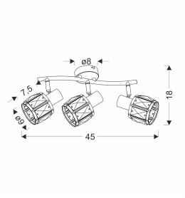 Dubai lampa sufitowa listwa różowy złoty 3x40W E14 klosz złoty z kryszt transp