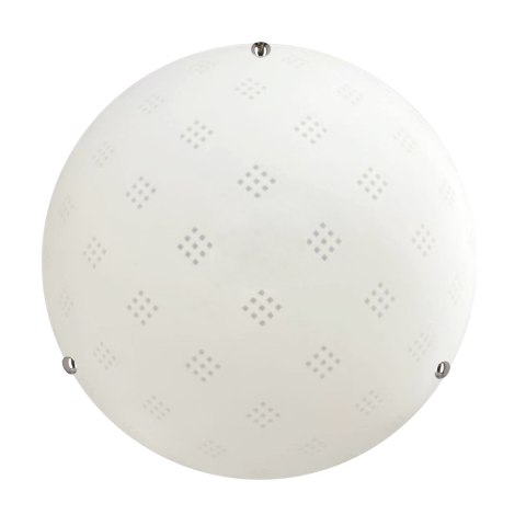 FANUSA LAMPA SUFITOWA PLAFON 30 CHROMOWY 1X60W E27 KLOSZ BIAŁY Z WZOREM