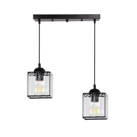 GLASSIA LAMPA WISZĄCA CZARNY 2X40 E27 KLOSZ CZARNY+KRYSZTAŁY BEZBARWNE