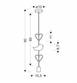 HEART BH LAMPA WISZĄCA 1X20W E27 IQ KIDS RÓŻOWY