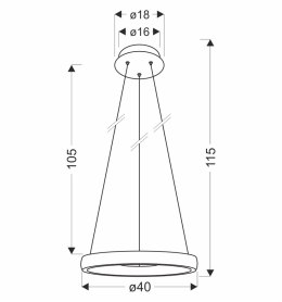 Hashim lampa wisząca 40cm złoty 22W LED kryształki bezbarwne