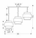 LUCCIA LAMPA WISZĄCA CZARNY 3X40W E27 ABAŻUR SZARO BEŻOWY+GRAFITOWY