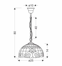 MARSALA LAMPA WISZĄCA 25 PATYNOWY 1X60 E27 KLOSZ WITRAŻOWY