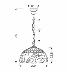 MARSALA LAMPA WISZĄCA 41 PATYNOWY 1X60 E27 KLOSZ WITRAŻOWY