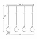 Maldus lampa wisząca chromowy 4x40w g9 klosz biały