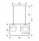 NIKO LAMPA WISZĄCA CZARNY 2X40W E27 KLOSZ BEZBARWNY KARBOWANY