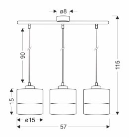 PORTO LAMPA WISZĄCA BIAŁY 3X60W E27 ABAŻUR BIAŁY+ORZECHOWY