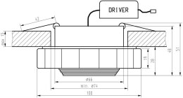 SS-37 AL/TR 3W LED COB 230V OPR. STROP. STAŁA WIELOKĄT SZKŁO TRANSPARENTNE