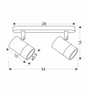 TOBI LAMPA SUFITOWA LISTWA BIAŁY 2X15W GU10 KLOSZ BIAŁY+ZŁOTY