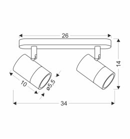 TOBI LAMPA SUFITOWA LISTWA BIAŁY 2X15W GU10 KLOSZ BIAŁY+ZŁOTY