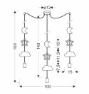 TRIO CCC P LAMPA WISZĄCA CZARNY 3X20W E27 IQ KIDS BIAŁY+ZŁOTY+SZARY