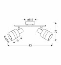 YUKI LAMPA LISTWA CZARNY MATOWY 2X15W E14 KLOSZ DYMIONY