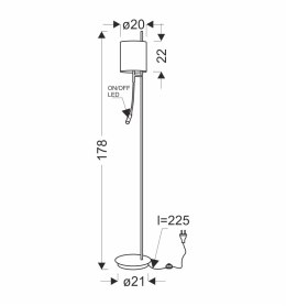 ZETA LAMPA PODŁOGOWA CZARNY 1X40W E27+3W LED 4000K ABAŻUR ORZECHOWY