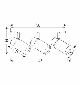 Claro lampa sufitowa listwa biały 3x15W GU10 klosz biały+drewniany