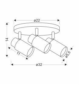 Claro lampa sufitowa plafon biały 3x15W GU10 klosz biały+drewniany