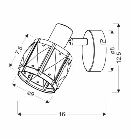 Dubai lampa sufitowa kinkiet czarny 1x40W E14 klosz różowy złoty krysz transp