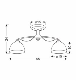 FILONA LAMPA SUFITOWA CHROMOWY 2X40 E27 KLOSZ BIAŁY