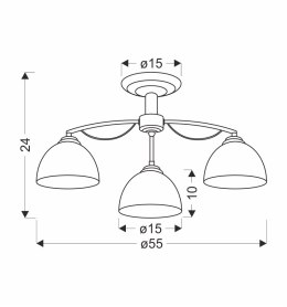 FILONA LAMPA SUFITOWA CHROMOWY 3X40 E27 KLOSZ BIAŁY