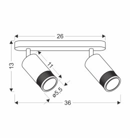 Flin lampa sufitowa listwa czarny 2x15W GU10 klosz czarny+złoty