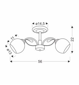 GRAPHITE LAMPA SUFITOWA CZARNY PERŁOWY 2X40 E27 KLOSZ BIAŁY