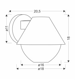 Hendera lampa ogrodowa kinkiet 20,5x17,5 czarny 1x40W E27 klosz stożek IP44