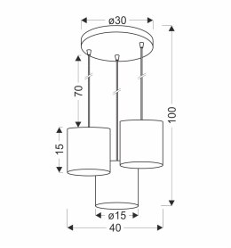 LEGNO LAMPA WISZĄCA CZARNY TALERZ 15 3X40W E27 ABAŻUR ORZECHOWY