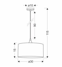 MALOTO LAMPA WISZĄCA CZARNY 1X60 E27 ABAŻUR WALEC 30X15 VELUR GRAFIT/ZŁOTO