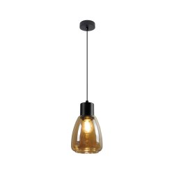 MOLDO lampa wisząca czarny 1x40W E27 klosz bursztynowy