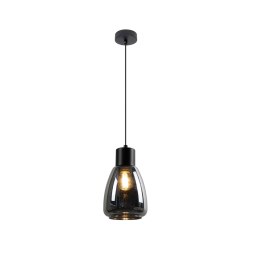 MOLDO lampa wisząca czarny 1x40W E27 klosz dymiony